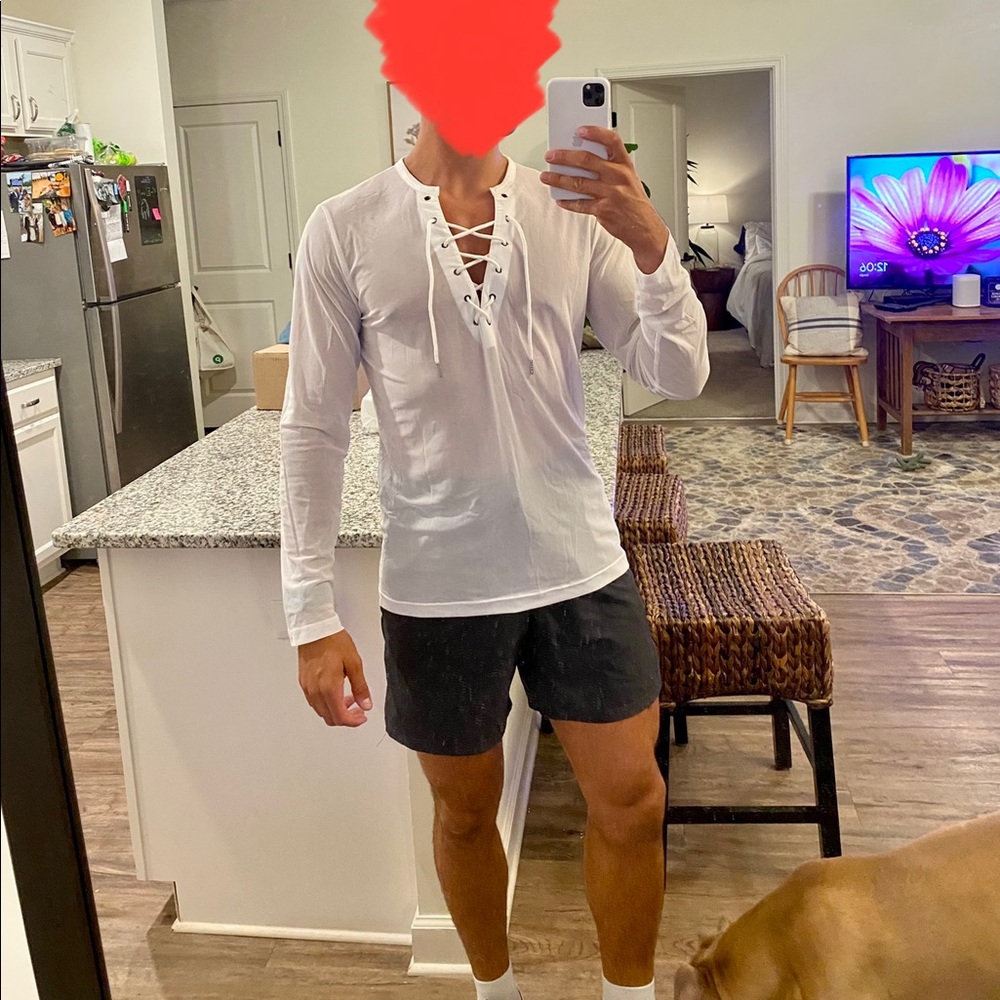 Mens White Mesh Resort Shirt